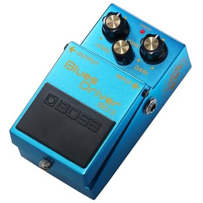 Boss Pedal Blues Driver Pedal compacto del 50.º aniversario de edición limitada Acabado metalizado, tornillo manual en plata, diales dorados y emblema del 50.º aniversario Boss Pedal Blues Driver Pedal compacto del 50.º aniversario de edición limitada Acabado metalizado, tornillo manual en plata, diales dorados y emblema del 50.º aniversario