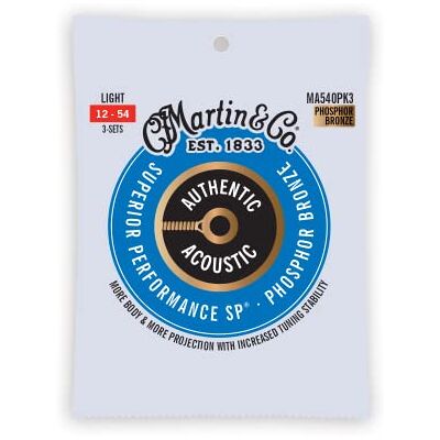 Martin 3 Pack Cuerdas para guitarra acústica, Superior Performance Light 12-54, 92/8 Bronce fosforoso (MA540PK3) Martin 3 Pack Cuerdas para guitarra acústica, Superior Performance Light 12-54, 92/8 Bronce fosforoso (MA540PK3)