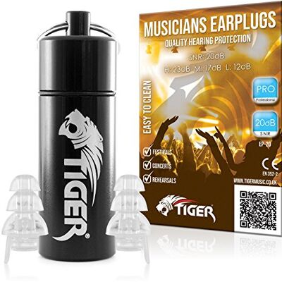 Tiger , Tapón Auditivo Unisex, Transparente, Professional SNR 20dB Single Pack Tiger , Tapón Auditivo Unisex, Transparente, Professional SNR 20dB Single Pack
