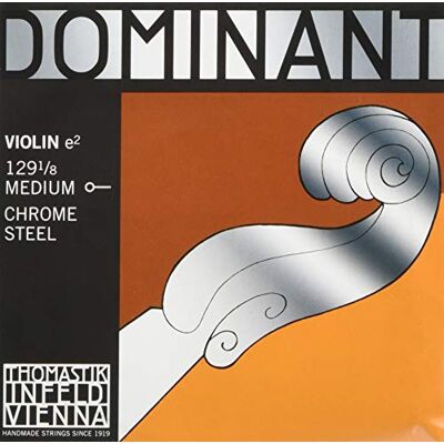 Thomastik-Infeld Dominant Strings 129.125 Cuerda para violín de acero y cromo en Mi, 1/8 Thomastik-Infeld Dominant Strings 129.125 Cuerda para violín de acero y cromo en Mi, 1/8
