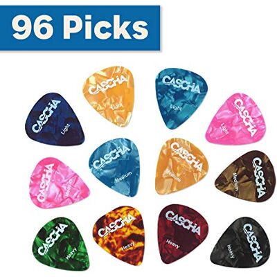 Cascha juego de púa con 96 púas, púa para guitarra acústica, guitarra eléctrica, ukelele, bajo, accesorios para guitarra Cascha juego de púa con 96 púas, púa para guitarra acústica, guitarra eléctrica, ukelele, bajo, accesorios para guitarra