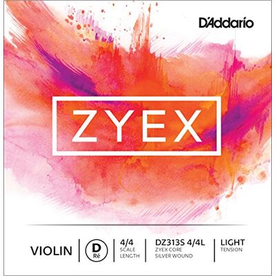 D'Addario Zyex 4/4 Scale Light Tension Single Silver D String for Violin D'Addario Zyex 4/4 Scale Light Tension Single Silver D String for Violin