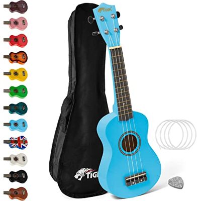Tiger Funda para ukelele soprano para principiantes, color azul Tiger Funda para ukelele soprano para principiantes, color azul