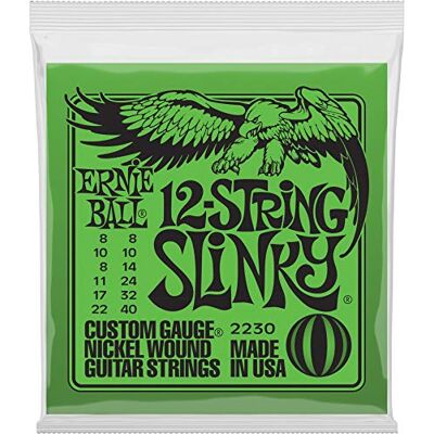 Ernie Ball Slinky Cuerdas para guitarra eléctrica de 12 cuerdas, entorchado de níquel, calibre 8-40 Ernie Ball Slinky Cuerdas para guitarra eléctrica de 12 cuerdas, entorchado de níquel, calibre 8-40