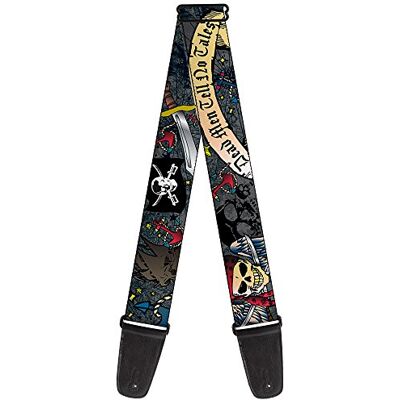Buckle-Down Correa para guitarra con hebilla, para hombres muertos y no tales, color gris, 5,08 cm de ancho, 73,66 cm de longitud Buckle-Down Correa para guitarra con hebilla, para hombres muertos y no tales, color gris, 5,08 cm de ancho, 73,66 cm de longitud