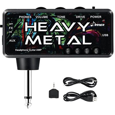 Donner Guitar Headphone Amp Heavy Metal USB Recargable Mini Amplificador de Auriculares de Bolsillo para Guitarra Eléctrica Donner Guitar Headphone Amp Heavy Metal USB Recargable Mini Amplificador de Auriculares de Bolsillo para Guitarra Eléctrica
