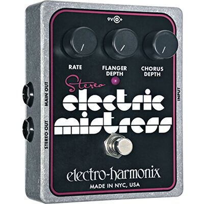 Electro-Harmonix Stereo Electric Mistress Stereo Electric Mistress Flanger Pedal Pedal de efecto flanger para guitarra, color plateado Electro-Harmonix Stereo Electric Mistress Stereo Electric Mistress Flanger Pedal Pedal de efecto flanger para guitarra, color plateado