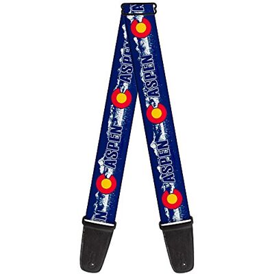 Buckle-Down Colorado ASPEN Correa para guitarra con hebilla, 2 cm de ancho, 74 cm de largo, color azul/blanco/rojo/amarillo Buckle-Down Colorado ASPEN Correa para guitarra con hebilla, 2 cm de ancho, 74 cm de largo, color azul/blanco/rojo/amarillo