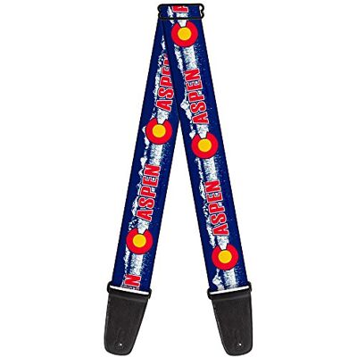 Buckle-Down GS-W35504 Colorado Correa para guitarra, Colorado ASPEN Flag/Snowy Mountains Weathered Blue/White/Red/Yellows Buckle-Down GS-W35504 Colorado Correa para guitarra, Colorado ASPEN Flag/Snowy Mountains Weathered Blue/White/Red/Yellows