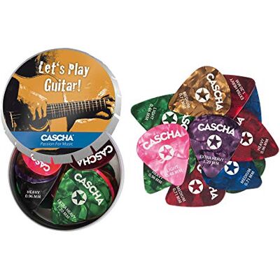 Cascha Juego de púas para guitarra (24 púas de 4 grosores: ligera, media, pesada, extrafuerte) Cascha Juego de púas para guitarra (24 púas de 4 grosores: ligera, media, pesada, extrafuerte)