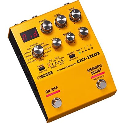 Boss Pedal de guitarra Hybrid Drive — Diseño híbrido con circuitería analógica y digital; 12 modos de saturación Boss Pedal de guitarra Hybrid Drive — Diseño híbrido con circuitería analógica y digital; 12 modos de saturación
