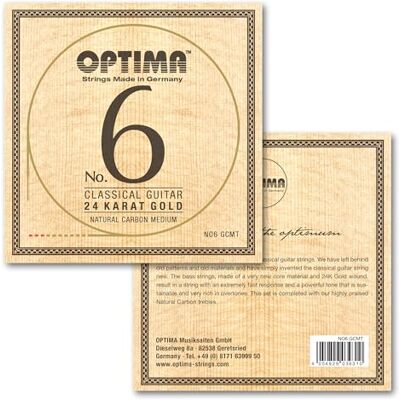 Optima Juego de cuerdas para guitarra de concierto, oro de 24 quilates con discante de carbono, tensión media, juego de cuerdas duraderas para guitarra clásica, sonido con alma, fabricado en Optima Juego de cuerdas para guitarra de concierto, oro de 24 quilates con discante de carbono, tensión media, juego de cuerdas duraderas para guitarra clásica, sonido con alma, fabricado en