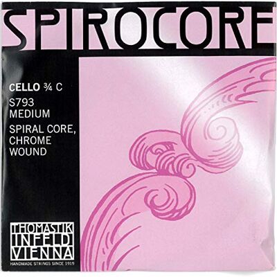Thomastik-Infeld Thomastik Cuerda para Violonchelo 3/4 Spirocore cuerda Do núcleo flexible en espiral, entorchado cromo, medio Thomastik-Infeld Thomastik Cuerda para Violonchelo 3/4 Spirocore cuerda Do núcleo flexible en espiral, entorchado cromo, medio