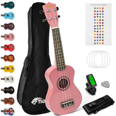 Tiger Ukelele soprano para principiantes (incluye bolsa de regalo), rosa Tiger Ukelele soprano para principiantes (incluye bolsa de regalo), rosa