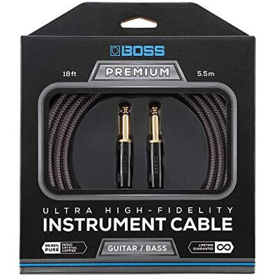 Boss Cable de instrumento con conectores rectos de 1/4 de pulgada, 18ft / 5.5m Boss Cable de instrumento con conectores rectos de 1/4 de pulgada, 18ft / 5.5m