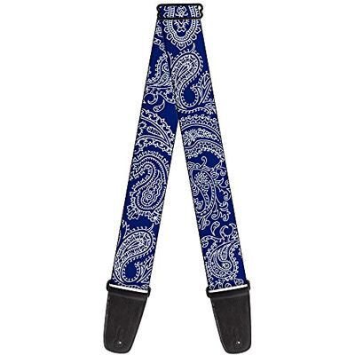 Buckle-Down Correa de guitarra Paisley azul blanco 5 cm de ancho Buckle-Down Correa de guitarra Paisley azul blanco 5 cm de ancho