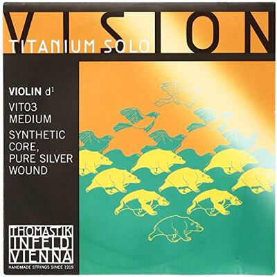 Thomastik-Infeld Thomastik Cuerda para violín 4/4 Vision Titanium Solo cuerda Re núcleo sintético, entorchado en plata pura, medio Thomastik-Infeld Thomastik Cuerda para violín 4/4 Vision Titanium Solo cuerda Re núcleo sintético, entorchado en plata pura, medio