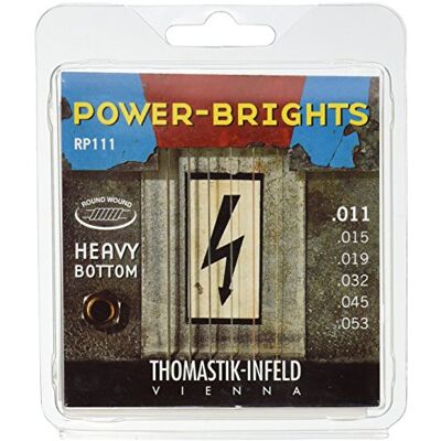 Thomastik-Infeld Thomastik Cuerdas para Guitarra Eléctrica Power Brights Series Heavy Bottom juego Medium .011-.053w Thomastik-Infeld Thomastik Cuerdas para Guitarra Eléctrica Power Brights Series Heavy Bottom juego Medium .011-.053w
