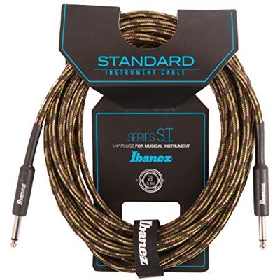 Ibanez 20 ft 2 conectores recto estándar de Cable de instrumento – camuflaje verde Ibanez 20 ft 2 conectores recto estándar de Cable de instrumento – camuflaje verde