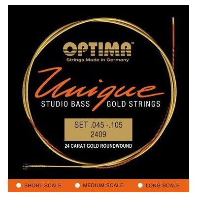 Optima Electric Bass Strings Unique Studio Gold Strings 4-str. super long sc. 2409SL Optima Electric Bass Strings Unique Studio Gold Strings 4-str. super long sc. 2409SL