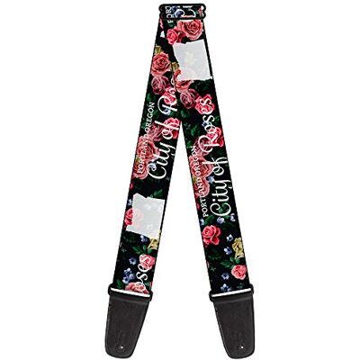 Buckle-Down Correa para guitarra con hebilla – Oregon Silhouette/Portland Oregon – Número de rosas rosas/blancas – 5 cm de ancho – 29 – 54 cm de longitud Buckle-Down Correa para guitarra con hebilla – Oregon Silhouette/Portland Oregon – Número de rosas rosas/blancas – 5 cm de ancho – 29 – 54 cm de longitud