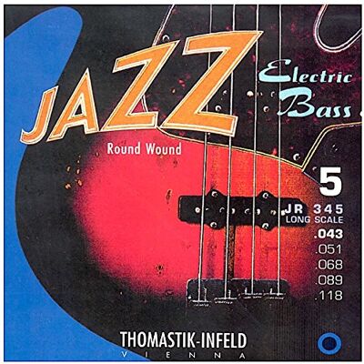 Thomastik-Infeld Thomastik Cuerdas para Bajo Eléctrico Jazz Bass Serie niquel entorchado redondo de niquel sobre núcleo redondo juego 5 cuerdas escala larga 34 Thomastik-Infeld Thomastik Cuerdas para Bajo Eléctrico Jazz Bass Serie niquel entorchado redondo de niquel sobre núcleo redondo juego 5 cuerdas escala larga 34