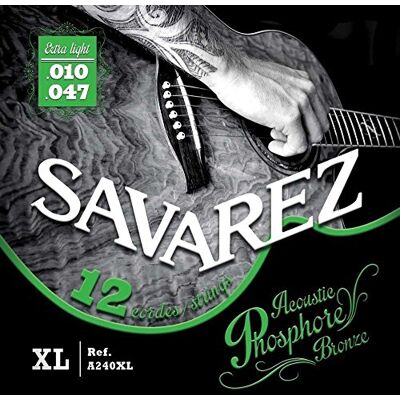 Savarez Cuerdas para Guitarra acústica juego acoustic phosphor bronze 12string extra light A240XL Savarez Cuerdas para Guitarra acústica juego acoustic phosphor bronze 12string extra light A240XL