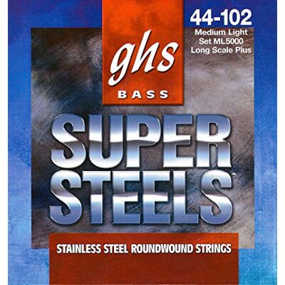 GHS Strings GHS SS 5000 ML Media Suave Super Steels ENTORCHADO REDONDO (Escala larga) GHS Strings GHS SS 5000 ML Media Suave Super Steels ENTORCHADO REDONDO (Escala larga)