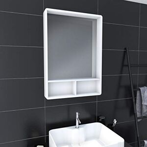 AURLANE Espejo para Cuarto de baño, Madera de ingeniería, Lacado Blanco Mate, Talla única AURLANE Espejo para Cuarto de baño, Madera de ingeniería, Lacado Blanco Mate, Talla única