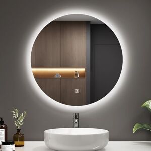 EMKE Espejo de baño con iluminación, Redondo, 50 cm, Espejo de baño con Interruptor táctil, Regulable, 6500 K, Apagado automático Durante 3 Horas, Espejo de baño Redondo con iluminación, IP44, EMKE Espejo de baño con iluminación, Redondo, 50 cm, Espejo de baño con Interruptor táctil, Regulable, 6500 K, Apagado automático Durante 3 Horas, Espejo de baño Redondo con iluminación, IP44,