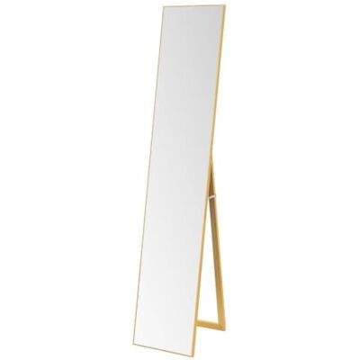 LOLAhome Espejo de pie de cuerpo entero con marco de madera dorado de 151x31 cm Soporte plegable. Marco estrecho. Ideal para vestidor, dormitorio y entrada. Diseño moderno y estable. LOLAhome Espejo de pie de cuerpo entero con marco de madera dorado de 151x31 cm Soporte plegable. Marco estrecho. Ideal para vestidor, dormitorio y entrada. Diseño moderno y estable.