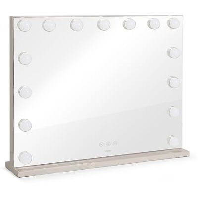 LIVOO – Espejo de Maquillaje Hollywood – 56 x 44 cm, 15 Bombillas, 3 Modo Luminoso: cálido, frío, Mixto, Cargador Integrado LIVOO – Espejo de Maquillaje Hollywood – 56 x 44 cm, 15 Bombillas, 3 Modo Luminoso: cálido, frío, Mixto, Cargador Integrado