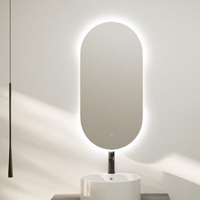 Baikal Espejo de Baño Ovalado 45x90cm Retroiluminado Táctil con Antivaho Tonalidades 3500K/4000K/6000K Espejo con luz Espejo con LED. Baikal Espejo de Baño Ovalado 45x90cm Retroiluminado Táctil con Antivaho Tonalidades 3500K/4000K/6000K Espejo con luz Espejo con LED.