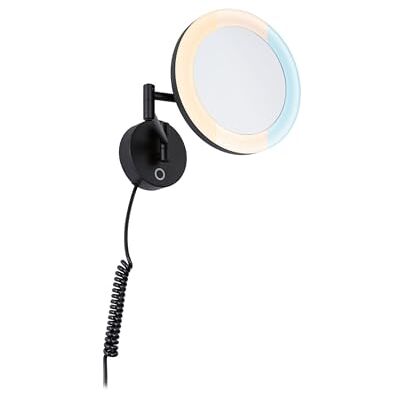 Paulmann Masua Espejo de Maquillaje LED con Interruptor Blanco IP44, 55 LM, 230 V, 4 W, Negro Mate, 3 aumentos Paulmann Masua Espejo de Maquillaje LED con Interruptor Blanco IP44, 55 LM, 230 V, 4 W, Negro Mate, 3 aumentos