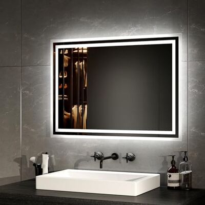 EMKE Espejo de baño LED con iluminación, 70 x 50 cm, función antivaho EMKE Espejo de baño LED con iluminación, 70 x 50 cm, función antivaho