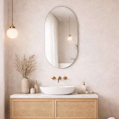 Baikal Espejo de Baño 45x90cm Espejo Baño Ovalado Varias Medidas Disponibles Opción con y Sin LED. Baikal Espejo de Baño 45x90cm Espejo Baño Ovalado Varias Medidas Disponibles Opción con y Sin LED.