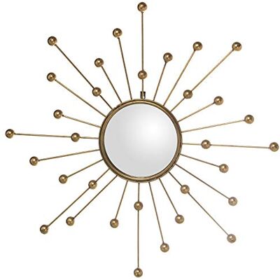 DRW Espejo de Pared Redondo de Metal Dorado DRW Espejo de Pared Redondo de Metal Dorado