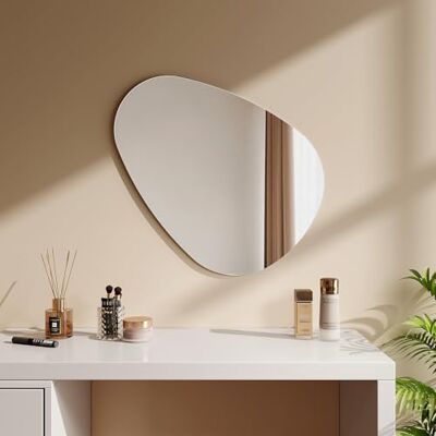 EMKE Espejo de Pared, Espejo de baño Ovalado asimétrico, Adecuado para Cuarto de baño, Dormitorio, Sala de Estar, Pasillo, tocador, Espejo Decorativo, 50x70 cm EMKE Espejo de Pared, Espejo de baño Ovalado asimétrico, Adecuado para Cuarto de baño, Dormitorio, Sala de Estar, Pasillo, tocador, Espejo Decorativo, 50x70 cm