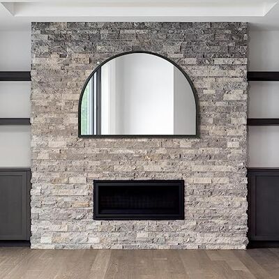 MirrorOutlet Espejo de Pared Moderno de Metal arqueado Grande Negro arqueado, 125 x 90 cm, Adecuado para Dormitorio, Sala de Estar, vestidor y Espacios de Estar. MirrorOutlet Espejo de Pared Moderno de Metal arqueado Grande Negro arqueado, 125 x 90 cm, Adecuado para Dormitorio, Sala de Estar, vestidor y Espacios de Estar.