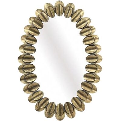DRW Espejo de Pared Redondo de Metal en Dorado 92.5x65x4 cm DRW Espejo de Pared Redondo de Metal en Dorado 92.5x65x4 cm