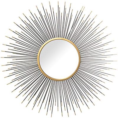 DRW Espejo de Pared Redondo de Metal en Dorado y Negro 80,5x8cm DRW Espejo de Pared Redondo de Metal en Dorado y Negro 80,5x8cm