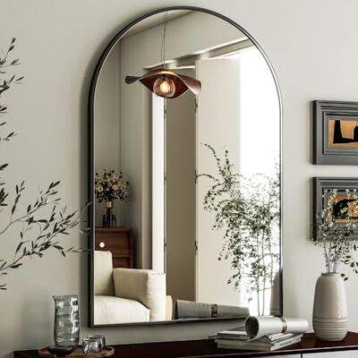 HARRITPURE Espejo de Pared arqueado de 24 x 36 Pulgadas, Marco de aleación de Aluminio, Espejo de tocador Colgante contemporáneo para baño, Sala de Estar, Dormitorio, Entrada, Color Negro HARRITPURE Espejo de Pared arqueado de 24 x 36 Pulgadas, Marco de aleación de Aluminio, Espejo de tocador Colgante contemporáneo para baño, Sala de Estar, Dormitorio, Entrada, Color Negro