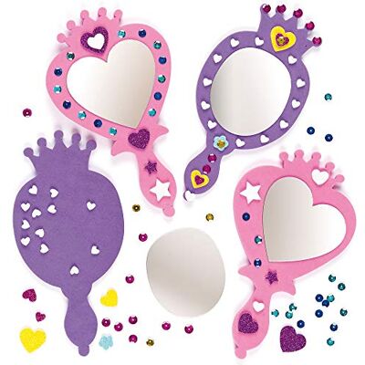 Baker Ross Princess Foam Mirror Kits Espejo autoadhesivo y decoraciones de espuma, actividad artesanal para niños (paquete de 4) Baker Ross Princess Foam Mirror Kits Espejo autoadhesivo y decoraciones de espuma, actividad artesanal para niños (paquete de 4)