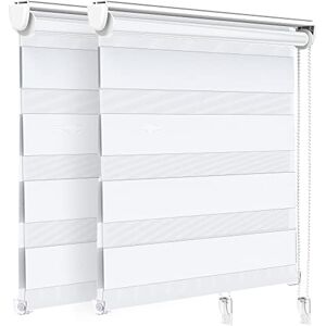 VOUNOT ® Juego de 2 Estores Enrollables de Doble Capa Noche y Día, Persianas Enrollables Interior para Ventana, Translúcido y Oscurecido, Color Blanco, 100 x 150 cm VOUNOT ® Juego de 2 Estores Enrollables de Doble Capa Noche y Día, Persianas Enrollables Interior para Ventana, Translúcido y Oscurecido, Color Blanco, 100 x 150 cm