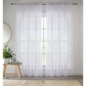 Enhanced Living Sheer Plain Woven Voile Slot Top Curtain Panel Pair - Panel de Cortina Enhanced Living Sheer Plain Woven Voile Slot Top Curtain Panel Pair - Panel de Cortina