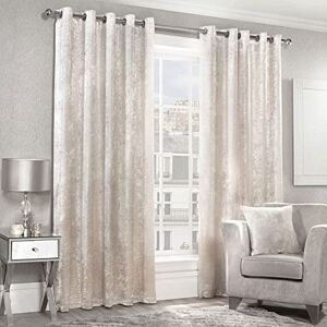 Alan Symonds Home Par de Cortinas de Terciopelo triturado con Ojales y Parte Superior de Anillo, Color Crema x 90 Pulgadas de Ancho Alan Symonds Home Par de Cortinas de Terciopelo triturado con Ojales y Parte Superior de Anillo, Color Crema x 90 Pulgadas de Ancho