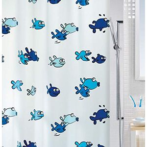 Spirella colección Hugo, Cortina de Ducha Textil 180 x 200, 100% Polyester, Azul, PEVA Spirella colección Hugo, Cortina de Ducha Textil 180 x 200, 100% Polyester, Azul, PEVA
