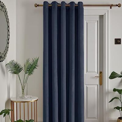 HOUSE LLEWELYN - BOWEN Laurence Llewelyn-Bowen Montrose Cortina Opaca de Terciopelo con Ojales para Puerta, 168 x 214 cm, Color Azul Marino HOUSE LLEWELYN - BOWEN Laurence Llewelyn-Bowen Montrose Cortina Opaca de Terciopelo con Ojales para Puerta, 168 x 214 cm, Color Azul Marino