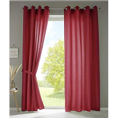 Astek Modelo 20405N2 Conjunto de Cortinas Micro-satén Burdeos Astek Modelo 20405N2 Conjunto de Cortinas Micro-satén Burdeos