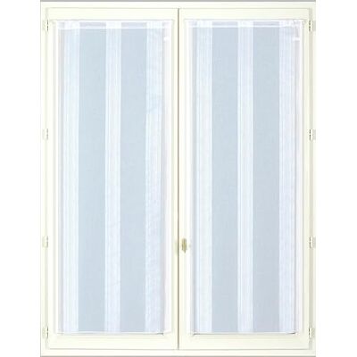 Atout Ciel Cortinas de gasa blancas con rayas finas, 2x 60x160cm, con anillos - Listas para colgar Atout Ciel Cortinas de gasa blancas con rayas finas, 2x 60x160cm, con anillos - Listas para colgar